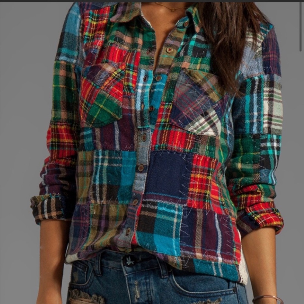 Free People lost in plaid flannel shirt
